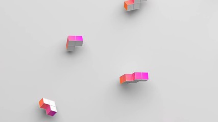 Poster - Abstract 3d rendering of geometric shapes. Computer generated loop animation. Modern background with simple forms. Seamless motion design for poster, cover, branding, banner, placard. 4k UHD