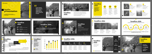 Cuadros en Lienzo Yellow presentation templates elements on a white background