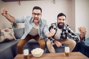 Poster - Friends watching sport on TV