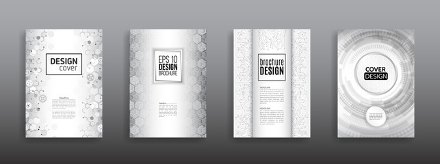 Abstract technology brochure templates. High tech cover design concept. Futuristic business layout.