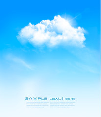 Vector background with blue sky and white clouds.