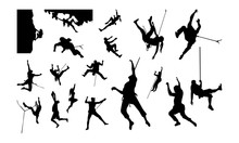 Set Of Climber Silhouette Vector Illustration