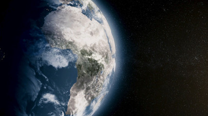 Poster - Planet earth with sun rising from space. The Earth from space showing all they beauty. Extremely detailed footage. Planet earth with sunrise in space. Animation