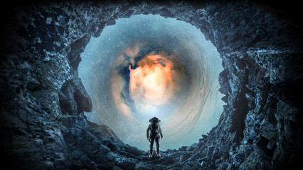 Wall Mural - space hole and astronaut. mixed media