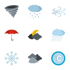 Poster - Meteorological office icons set. flat set of 9 meteorological office icons for web isolated on white background