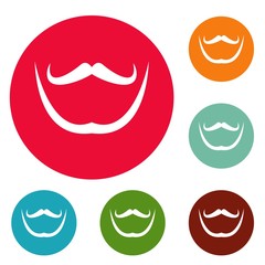 Wall Mural - Mustache and beard icons circle set vector isolated on white background