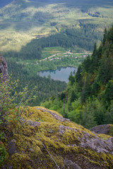 Wall Mural - Beautiful view from mountain top on lake in the valley