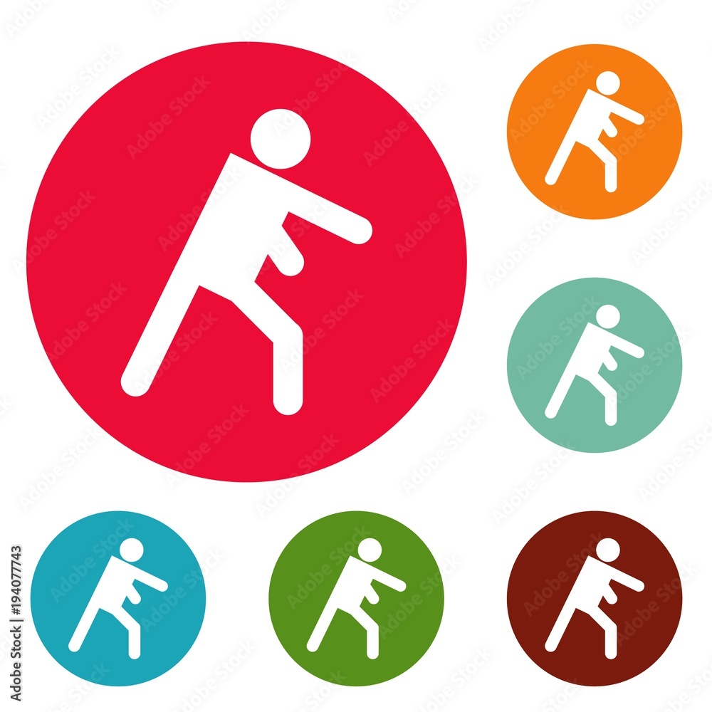 Stick Man Rounded Back Stick figure stickman icons circle set vector isolated on white ...