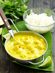 Wall Mural - Yellow curry with chicken and rice. Asian cuisine.