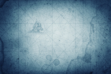Fototapete - Pirate and nautical theme grunge map background.