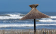 canvas print picture Vagues et parasol sur la plage de Lacanau