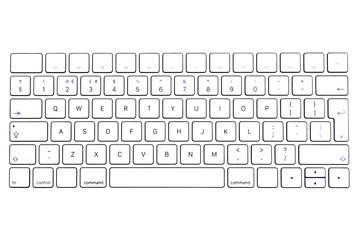 Wall Mural - white keyboard isolated on white backgrounds, wireless keyboard, keypad