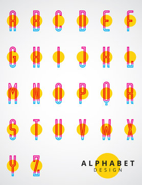 Alphabet Modern Design collection. Retro Type Font Disco,