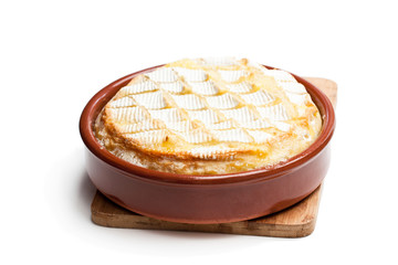 Delicious  baked camembert isolated on white