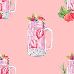 Wall Mural - Watercolor smoothie pattern