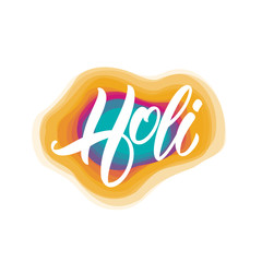 Wall Mural - handwritten brush type lettering of happy holi on colorful abstract background