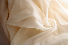Yellow Closeup Organza Fabric Wavy Texture