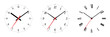 © Peter Hermes Furian - Three different clock faces over white, with regular, italic and fraktur numerals. Part of an analog clock, or watch. Displays the time through the use of a dial and moving hands. Illustration. Vector