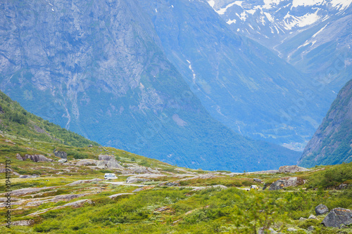 Plakat Góry letnich krajobraz w Norwegii.