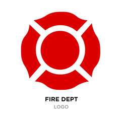 Wall Mural - red fire dept logo with white arrows isolated on white background