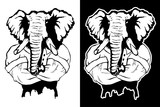 Fototapeta Dinusie - Isolated vector illustration a strong wild elephant-man. Logo