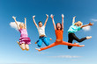 Happy active children jumping