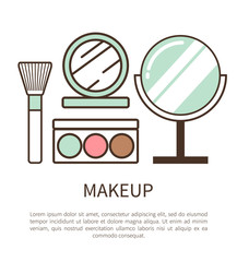 Wall Mural - Makeup Poster with Text, Vector Illustration