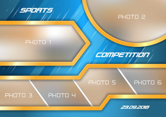 Wall Mural - Template for photo collage in modern style. Frames for clipping masks is in the vector file. Template for a photo album in sports style