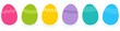 Simple vector illustration of six colorful flat design easter eggs with geometric pattern designs isolated on white background