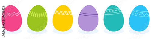 Fotomural Simple vector illustration of six colorful flat design easter eggs with geometri