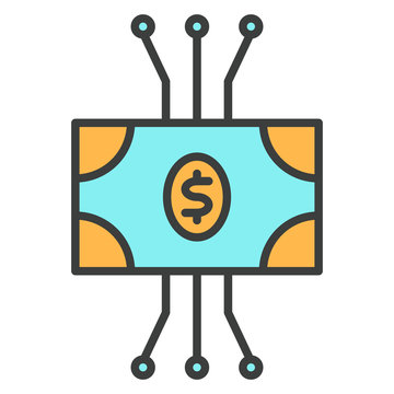 Cryptocurrency Banknote Line Icon. Vector Simple Minimal 96x96 Pictogram