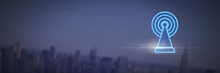 Poster - signal icon over dark city