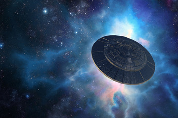 Wall Mural - alien spacecraft in outer space