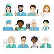 © Vectorwonderland - Doctors vector doctoral character portrait or professional medical worker physician or medic nurse in clinic illustration set of hospital staff isolated on white background