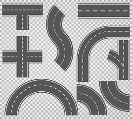 Set of roads and road bends. Vector illustrations EPS10