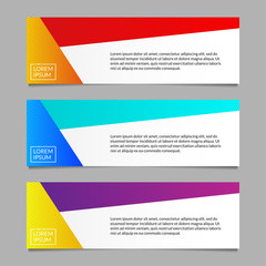 Sticker - banner design template set. modern horizontal business background layout or header. vector illustrat