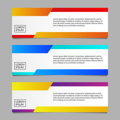 Sticker - banner design template set. modern horizontal business background layout or header. vector illustrat