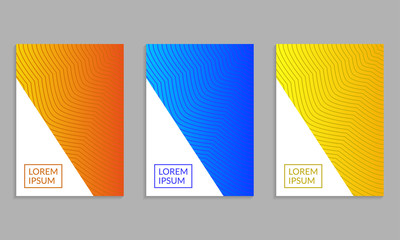 Wall Mural - cover design set. brochure template layout with gradients and abstract lines. vector illustration.