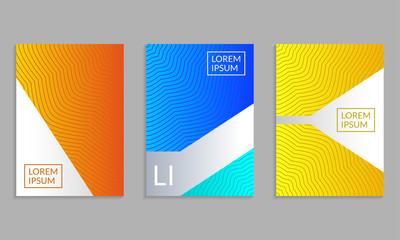 Wall Mural - cover design set. brochure template layout with gradients and abstract lines. vector illustration.