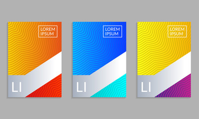 Wall Mural - cover design set. brochure template layout with gradients and abstract lines. vector illustration.