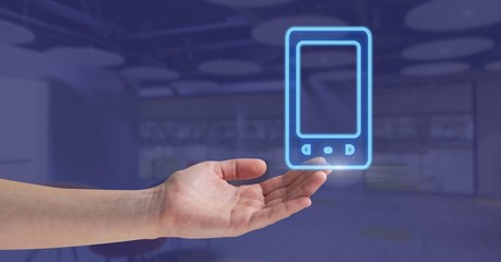 Poster - Hand with phone icon