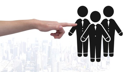 Poster - Hand pointing at business people group icon
