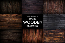 Dark Wooden Background Or Texture With Natural Pattern, Collection