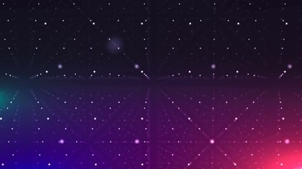 Poster - A fantastic 3d rendering of a dark violet cyberspace covered with sparkling white dots placed in straight lines. It looks like an enigmatic time portal.