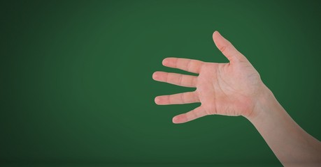 Poster - Hand open with fingers on green background