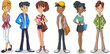 © denis_pc - Group of cartoon young people. Teenagers students.