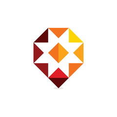 Poster - Red polygonal abstract medical cross, unusual icon place on the map, vector illustration template.