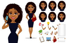African American Business Woman Cartoon Character