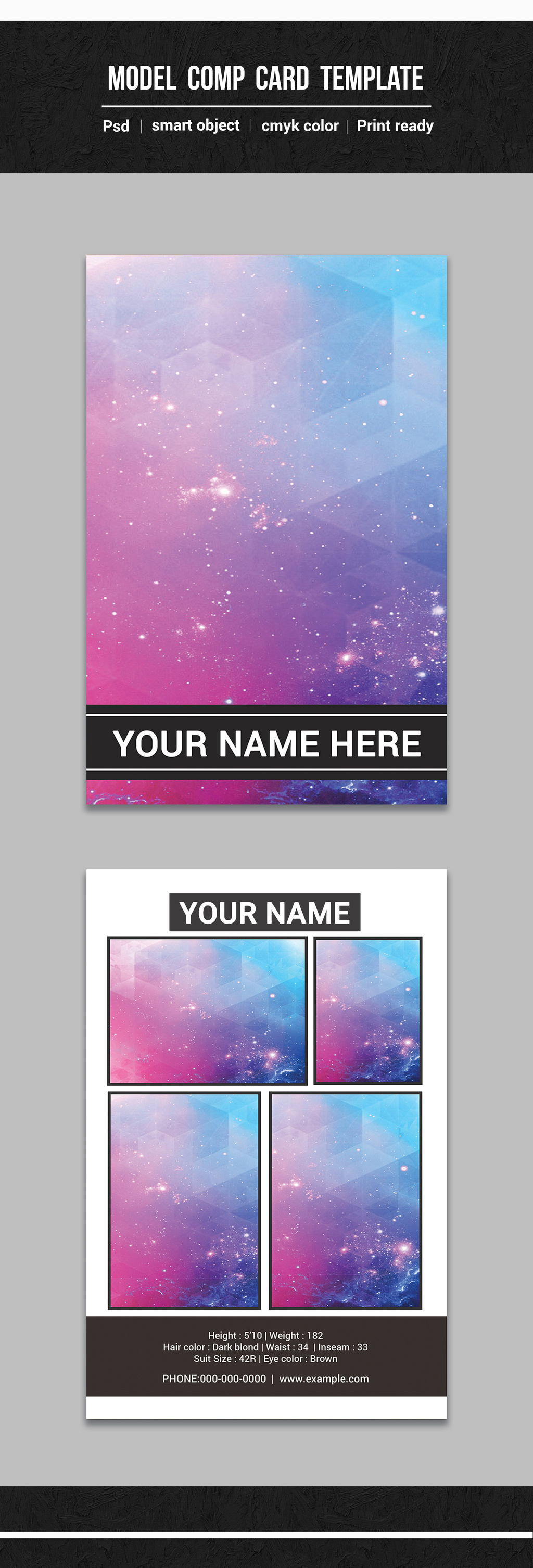 Model Comp Card Layout Stock Template  Adobe Stock Intended For Free Model Comp Card Template Psd