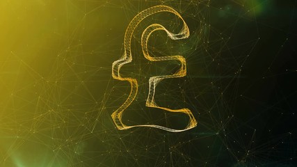 Poster - A wonderful 3d rendering of a gleaming pound sign spinning slowly aside. It whirls in the center of a khaki and green cyberspace with thin internet connections.
